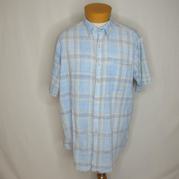 Brooks Brothers Blue Plaid Button Down Sport Shirt Men's L Large - Picture 1 of 9